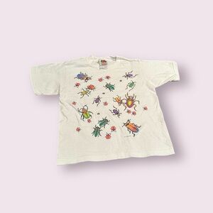 Kids Fruit of the Loom White T-Shirt w/ Colorful Bug Print And Grommets Size 6/8